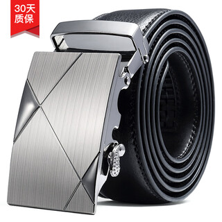 Bostanten men's belt strip automatic buckle leather trouser belt trendy formal trouser belt birthday gift black