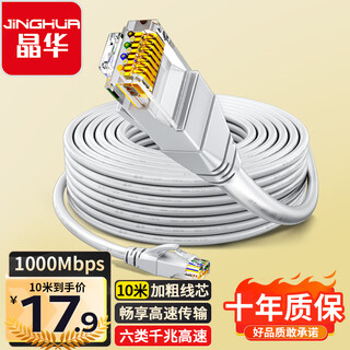 Jinghua category 6 cat6 network cable, high-speed gigabit network cable, home computer broadband set-top box, unshielded 8-core twisted pair engineering jumper, gray 10 meters w191k