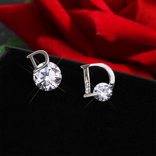 Flash engraved letter earrings for women, compact new design, trendy korean temperament earrings, internet celebrity simple earrings, birthday gift, white gold