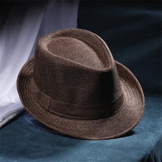 Nozhi cute small brim hat, jazz hat for middle-aged and elderly men, british style gentleman hat, solid color stage performance hat nm676, brown, average pier circumference 58cm
