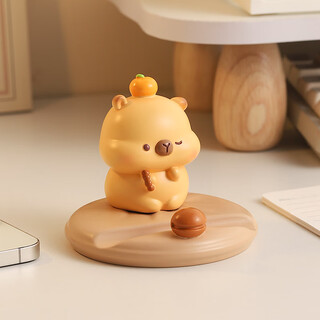 Qile birthday gift female kapibara mobile phone holder desktop ornaments for boyfriend healing souvenir work station decoration kapibara mobile phone holder (buddhist style)