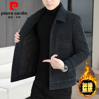 Pierre cardin autumn and winter 2025 new gold mink velvet jacket men's lapel korean style cotton thickened short woolen coat jacket dark gray 2xl 140-155jin jin is equal to about 0.5 kg