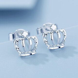 Ttmix platinum crown princess earrings for women platinum pt950 small fresh temperament earrings for girlfriend 1.8-1.9g