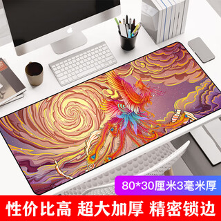 灵蛇（LINGSHE)鼠标垫800*300*3超大号加厚办公游戏鼠标垫学生电脑桌垫 精密锁边 G-09 祥瑞 礼盒装