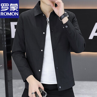 Romon lapel spring and autumn men's jacket fashion business casual executive jacket young and middle-aged jacket new top black spring and autumn l 105-120jin jin equals 0.5 kg