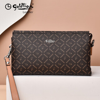 Goldlion clutch 2025 new trendy large capacity handbag printed women's wallet handbag women's day gift style 1 english standard 21*7*12cm