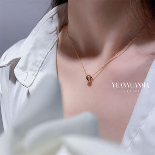 Pure lingge small gold bead necklace 925 sterling silver simple 2023 new style stacked light luxury high-end ring pendant 18k rose gold