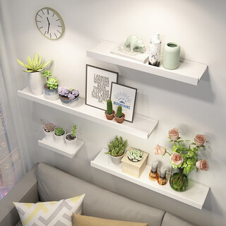 Aibiju solid wood partition wall storage rack wall bookshelf wall hanging storage rack tv wall decoration white 30*15cm