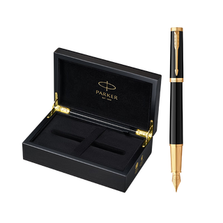 派克（PARKER） 2023新品精英系列墨水笔钢笔高端商务送礼木质礼盒装 免费刻字 精英睿智黑金夹墨水笔