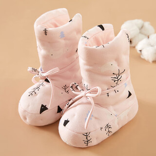 Mianguduo baby pure cotton handmade spring and autumn cotton shoes for newborns at home in winter, thickened and warm, soft soles, non-falling heel foot protectors