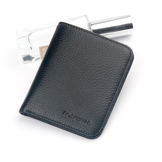Goldlion genuine leather wallet men's short mini simple wallet multifunctional folding soft wallet driver's license card holder black