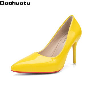 Daohuatu 45 large size men's shoes 20 autumn new pointed toe stiletto sexy women's high heels cross-dressing transvestite 43 yellow 10cn 44