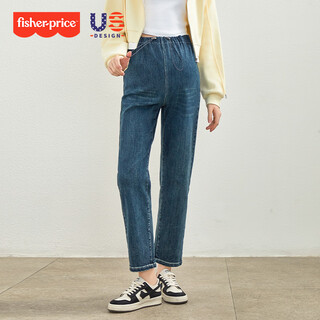 Fisher-price maternity jeans 2025 spring and autumn new outerwear large size unsupported belly drawstring pants small straight pants blue gray spring style straight m 100-120jin jin is equal to 0.5 kg and can be worn