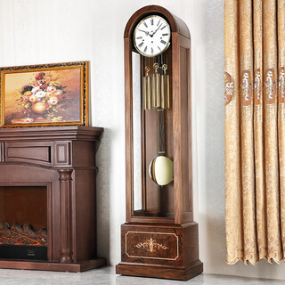 Hermle Clocks赫姆勒时钟落地钟实木立钟客厅摆钟黑胡桃机械钟客厅豪华报时座钟