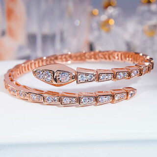 Dl 1998 18k gold snake-shaped bracelet 18k rose gold women's platinum elastic full diamond bracelet rose gold-narrow version