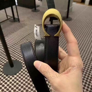 Coach women's belt women's casual versatile belt genuine leather carriage buckle c buckle gift box small c buckle black width 2.5cm 95cm