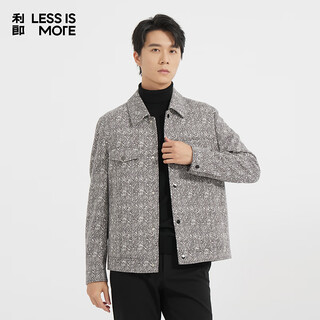 Lilang light fashion men's wear crimson wool woolen coat men's full print short lapel wool jacket q4dyr112 ancient white coffee 2xl (180)