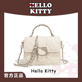 Hello kitty genuine small square bag, fashionable small fragrant style ladies handbag, light luxury and high-end messenger bag, rhombus chain shoulder bag, iceman light oxygen summer