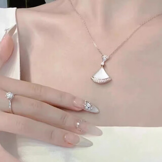 Fat donglai's same style dl 1998 light luxury small skirt necklace 18k gold chaumet platinum white mother-of-pearl small fan large rose gold with diamond white mother-of-pearl