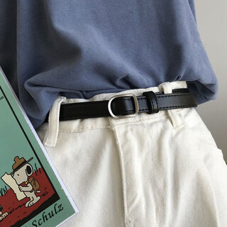 Oein non-hole belt men's punch-free lazy belt men's and women's casual versatile retro jeans with student military training belt black non-hole ins style thin belt 105*1.9cm