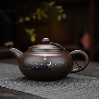 Yu xi original ore cinnabar mud and purple sand master xishi fengming teapot with bird calls semi-handmade teapot small rotating large capacity household lai lihuang follows the purple mud all the way to make a fortune purple sand pot 430ml original ore purple sand