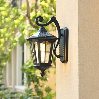 Juliang lighting outdoor waterproof wall lamp balcony outdoor courtyard aisle exterior wall lamp terrace rooftop villa gate lamp small black/down (electrical type)