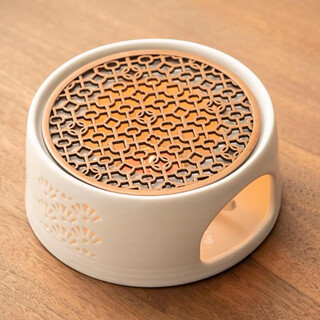 Tea drum candle heating warm tea stove tea stove teapot base open flame glass fruit camellia teapot health pot set white fan + gasket + wax holder + 10 candles