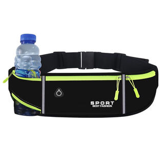 Running belt can hold mobile phone, new multi-functional running waist bag, men's and women's sports bag, ultra-thin water bottle bag, upgraded black 7.5 inch with water bottle compartment