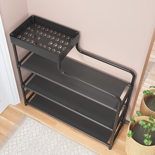 Lohas time simple shoe rack door multi-layer household shoe storage multi-functional narrow shoe rack storage rack dormitory storage artifact black 4 layers 60cm