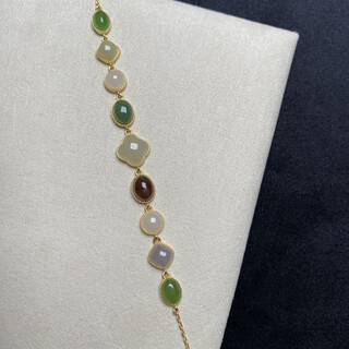 Tanzanite bracelet natural colored jewel tourmaline tanzanite translucent blue moonlight blue ruby emerald hotan jade silver hotan jade multi-bao bracelet random