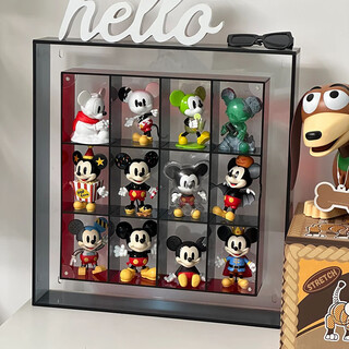 Bubble mart floating wall hanging blind box doll doll ornaments desktop vertical color acrylic storage box mickey exclusive