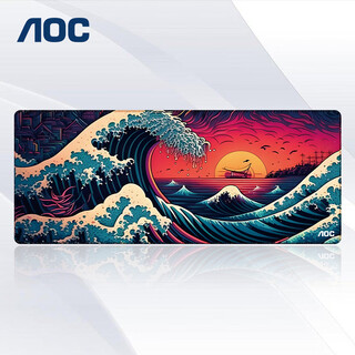 AOC电竞游戏长款鼠标垫超大号1000*400*3mm加厚锁边办公键盘电脑书桌垫M191浮世绘黑色