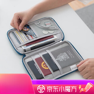 Passport bag, ticket, passport holder, protective cover, women's ins document bag, overseas travel storage bag, multi-functional document bag, large navy blue (hand rope + halter rope)