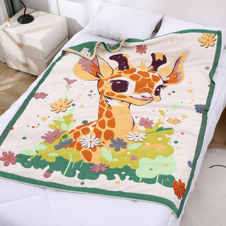Shibeishi baby blanket cotton children's nap blanket kindergarten air-conditioned towel quilt ten-layer gauze cotton thickened 12 giraffe 120x150cm