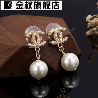 Jinzhu xiaoxiangfeng double c earrings classic pearl love earrings second-hand vintage earrings 925 silver needles hypoallergenic c home high quality matching earrings 01