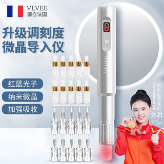 Инструмент для красоты лица vlvee Водяной свет Инструмент для самостоятельного введения Микроигла Вводной инструмент Салон красоты Специальный инструмент Электрический нано-микрокристаллический водный свет Эссенция Оригинальная жидкость Введение для дома Подарок на день рождения подруги Модернизированный серебряный гидратационный пакет starlight (регулируемая шкала)