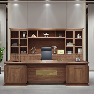 Hebson new chinese style boss desk office desk and chair combination simple all solid wood president chairman's office executive desk high-end 1.8 meter desk + side table