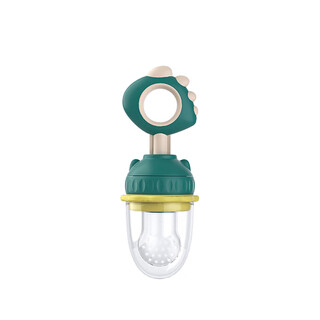 Lapuduo baby bite fruit and vegetable bite bag little dinosaur fruit food feeder baby bites and plays with teething sticks for oral exercise l1 randy-green 1 pack