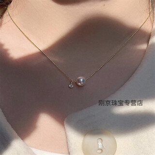 Single round pearl necklace, one zircon pendant, golden bead chain, niche light luxury, simple and versatile star, crystal imitation pearl model