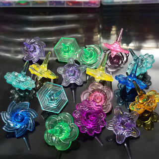 Fanruitong crystal transparent small top toy children's puzzle y hands-on gem spinning gift primary school boy reward gift various crystal tops 20 packs