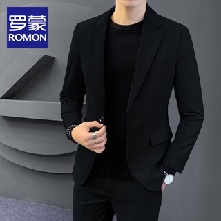 Luo meng autumn and winter casual suit jacket men's korean slim small suit jacket trendy high-end handsome formal top black single-piece suit xl