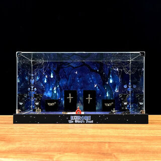 Huili's light scene transparent display box is suitable for blind box storage of sanrio koromi witch's festival series figures. high-stand boutique model + props 40x20x20cm (display box only)