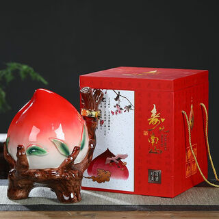 Empty bottle jingdezhen ceramic wine bottle longevity peach wine jar 2 jin jin equals 0.5 kg 5 jin jin equals 0.5 kg gift box birthday banquet gift porcelain cellar wine jar wine set 5 jin jin equals 0.5 kg single bottle of longevity peach + brocade box