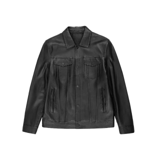 Customized star wang yibo's same style autumn high-end sheepskin handsome motorcycle leather clothespin jacket wang yibo leather jacket xl