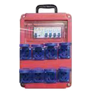 Portable electrical box, mobile waterproof industrial socket box, leakage protection, outdoor maintenance box with fuse, construction site level 3 box, large box (eight positions rainproof, four open)