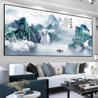 Dincmei dingchuangmei landscape painting stickers living room decoration painting backer wangcai office background wall sticker self-adhesive landscape painting mural 01. flowing water makes money width 60cm-height 30cm self-adhesive landscape painting with glue on the back