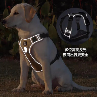 Bei chuzhong dog leash, dog leash, small dog leash, medium dog vest style dog leash, large dog harness, khaki chest harness + 1.5m round rope l (recommended 28-45 jin jin equals 0.5 kg)