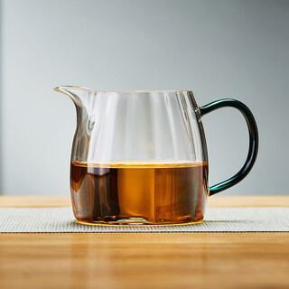 Green changming glass fair cup with tea drain set male cup tea set tea ceremony accessories tea divider glass large capacity tea cup thickened green petal male cup 350ml