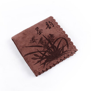 Han li tea towel cotton and linen chinese style zen tea cloth tea ceremony kung fu tea set accessories water-absorbent thickened japanese tea mat kung fu tea set special towel coffee table tea table rag high-end dark brown