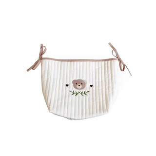 Renjuyi ins crib hanging bag diaper bag baby toy storage bag diaper bag large capacity bedside fabric storage bag forest bear beige 26*28cm